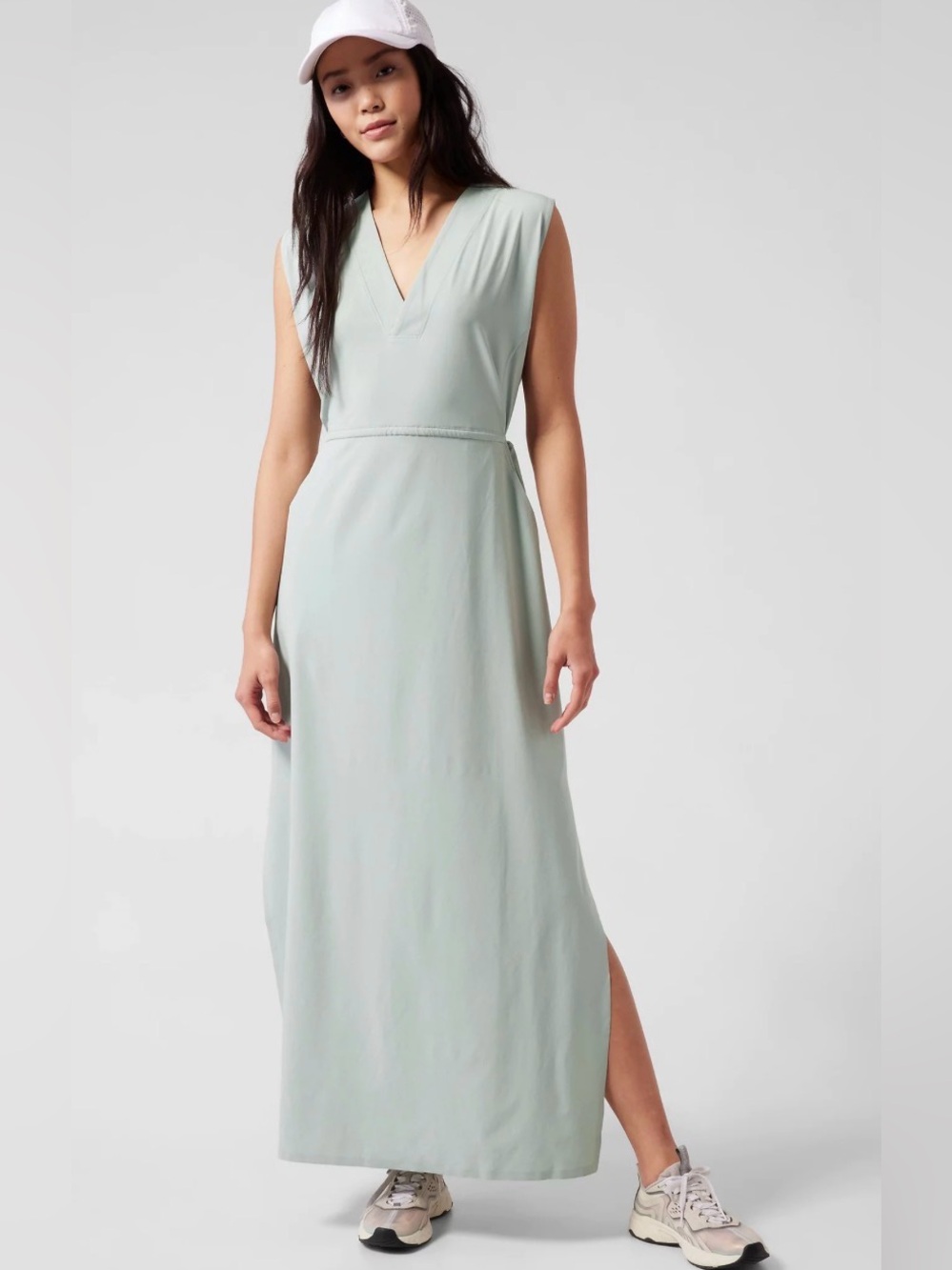 Athleta Marlow Maxi Dress Coast Gray Travel Lightweight XS Petite